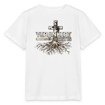 Verankert in Christus Christliches Motiv mit Kreuz - Stanley/Stella Kinder T-Shirt MINI CREATOR  - Weiß - Vorne - Maike (125cm)