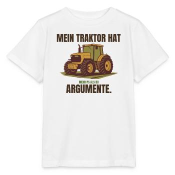 Mein Traktor hat mehr PS als du Argumente – Trakto - Stanley/Stella Kinder T-Shirt MINI CREATOR  - Weiß - Vorne - Maike (125cm)