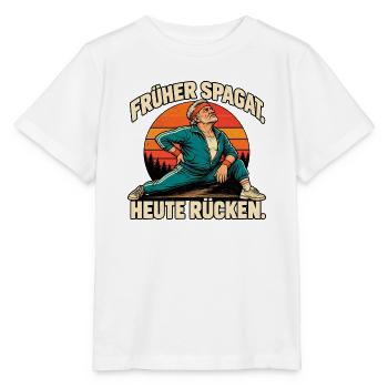 Früher Spagat - Heute Rücken - Stanley/Stella Kinder T-Shirt MINI CREATOR  - Weiß - Vorne - Maike (125cm)