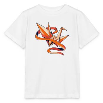Papierkranich in einer Bandbrise - Stanley/Stella Kinder T-Shirt MINI CREATOR  - Weiß - Vorne - Maike (125cm)