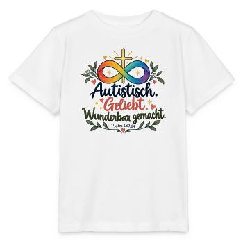 Autistisch Geliebt Infinity Kreuz - Stanley/Stella Kinder T-Shirt MINI CREATOR  - Weiß - Vorne - Maike (125cm)