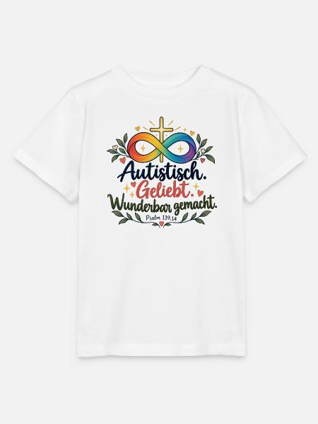 Autistisch Geliebt Infinity Kreuz - Stanley/Stella Kinder T-Shirt MINI CREATOR - Weiß