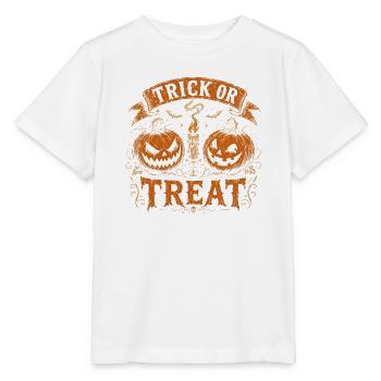 Süßes-oder-Saures-Kürbiswappen Halloween - Stanley/Stella Kinder T-Shirt MINI CREATOR  - Weiß - Vorne - Maike (125cm)