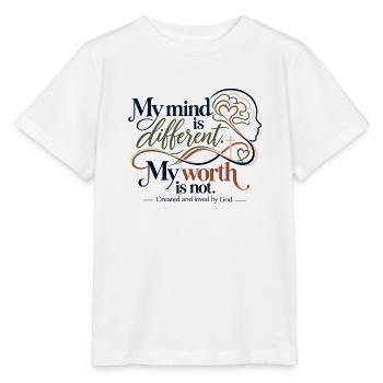 Mein Kopf ist anders, mein Wert nicht - Stanley/Stella Kinder T-Shirt MINI CREATOR  - Weiß - Vorne - Maike (125cm)