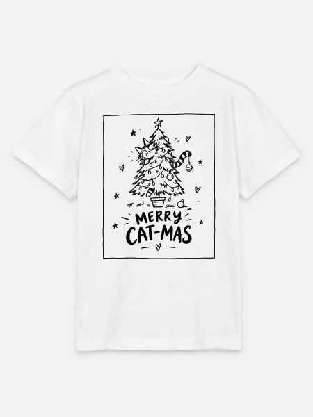 Merry Cat-Mas – Katze im Weihnachtsbaum - Stanley/Stella Kinder T-Shirt MINI CREATOR  - Weiß