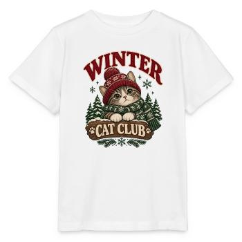 Winter Cat Club Gemütliche Katze - Stanley/Stella Kinder T-Shirt MINI CREATOR  - Weiß - Vorne - Maike (125cm)
