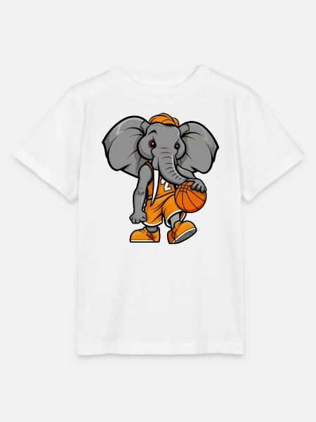 Basketball Elefant - Stanley/Stella Kinder T-Shirt MINI CREATOR  - Weiß
