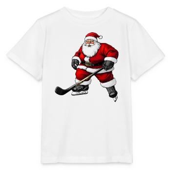 Dicker Eishockey Weihnachtsmann - Stanley/Stella Kinder T-Shirt MINI CREATOR  - Weiß - Vorne - Maike (125cm)