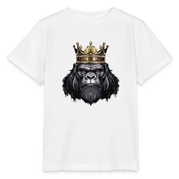 Gorilla Kopf mit Krone - Stanley/Stella Kinder T-Shirt MINI CREATOR  - Weiß - Vorne - Maike (125cm)