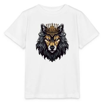 Wolf Kopf mit Krone - Stanley/Stella Kinder T-Shirt MINI CREATOR  - Weiß - Vorne - Maike (125cm)
