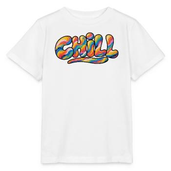 Chill Regenbogen Schriftzug - Stanley/Stella Kinder T-Shirt MINI CREATOR  - Weiß - Vorne - Maike (125cm)