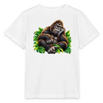 Loungegorilla im Dschungel - Stanley/Stella Kinder T-Shirt MINI CREATOR  - Weiß - Vorne - Maike (125cm)