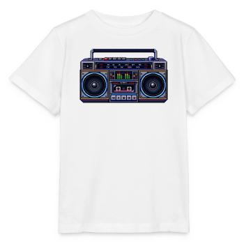 Pixel-Art Ghetto Blaster - Stanley/Stella Kinder T-Shirt MINI CREATOR  - Weiß - Vorne - Maike (125cm)