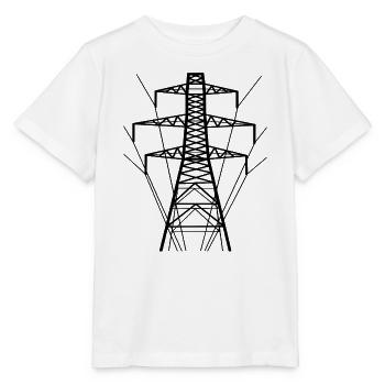Strommast Weiße Silhouette - Stanley/Stella Kinder T-Shirt MINI CREATOR  - Weiß - Vorne - Maike (125cm)