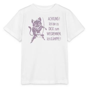 Dicke Katze, zu dick zum Wegrennen - Stanley/Stella Kinder T-Shirt MINI CREATOR  - Weiß - Vorne - Maike (125cm)