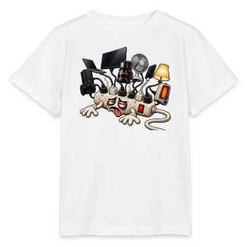 Cartoon überlastetes Verlängerungskabel - Stanley/Stella Kinder T-Shirt MINI CREATOR  - Weiß - Vorne - Maike (125cm)