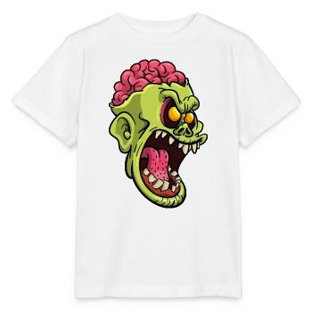Wütender Gehirn-Zombiekopf - Stanley/Stella Kinder T-Shirt MINI CREATOR  - Weiß - Vorne - Maike (125cm)