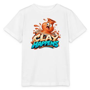 Clay Happens – Tonkunst Humor Shirt - Stanley/Stella Kinder T-Shirt MINI CREATOR  - Weiß - Vorne - Maike (125cm)