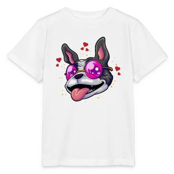 Boston Terrier Brille Humor - Stanley/Stella Kinder T-Shirt MINI CREATOR  - Weiß - Vorne - Maike (125cm)