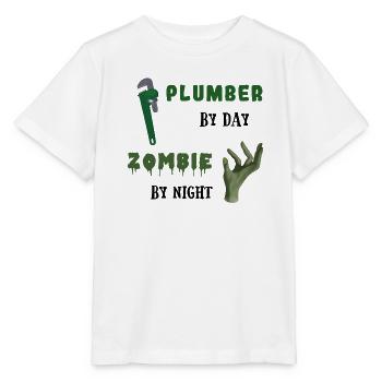Plumber by day Zombie by night - Rohrzange - Stanley/Stella Kinder T-Shirt MINI CREATOR  - Weiß - Vorne - Maike (125cm)
