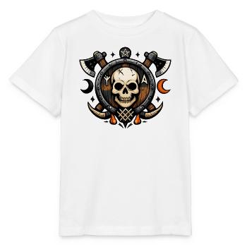 Schädel Schild Ritual-Motiv - Stanley/Stella Kinder T-Shirt MINI CREATOR  - Weiß - Vorne - Maike (125cm)