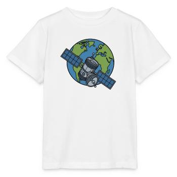 Satellit Orbit Erde Weltraum Sci-Fi Vektor Shirt - Stanley/Stella Kinder T-Shirt MINI CREATOR  - Weiß - Vorne - Maike (125cm)