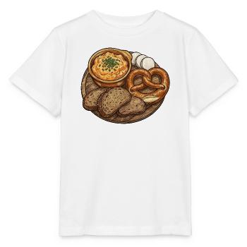 Rustikale Brotzeitplatte mit Obatzda - Stanley/Stella Kinder T-Shirt MINI CREATOR  - Weiß - Vorne - Maike (125cm)