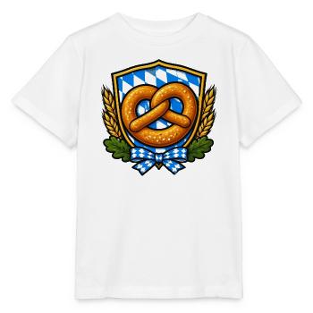 Bavarian Pretzel Crest Emblem - Stanley/Stella Kinder T-Shirt MINI CREATOR  - Weiß - Vorne - Maike (125cm)