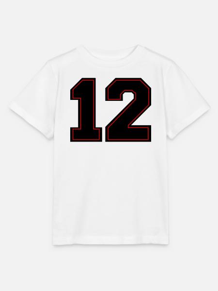 Rote Zahlen 12 Umriss - Stanley/Stella Kinder T-Shirt MINI CREATOR  - Weiß