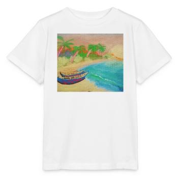 Insellandschaftsstrand und heißer Sand - Stanley/Stella Kinder T-Shirt MINI CREATOR  - Weiß - Vorne - Maike (125cm)