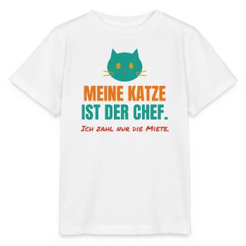 Meine Katze ist der Chef – Katzen Spruch - Stanley/Stella Kinder T-Shirt MINI CREATOR  - Weiß - Vorne - Maike (125cm)