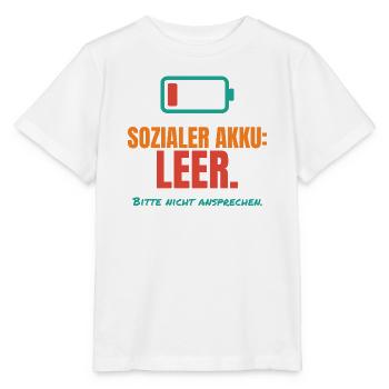 Sozialer Akku leer – Introvertiert Spruch - Stanley/Stella Kinder T-Shirt MINI CREATOR  - Weiß - Vorne - Maike (125cm)