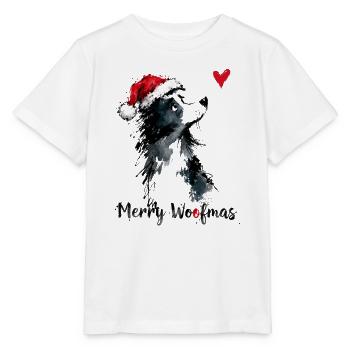 Border Collie Weihnachtsmütze Merry Woofmas Herz - Stanley/Stella Kinder T-Shirt MINI CREATOR  - Weiß - Vorne - Maike (125cm)
