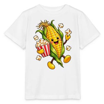 Fröhlicher Maiskolben mit Popcorn - Stanley/Stella Kinder T-Shirt MINI CREATOR  - Weiß - Vorne - Maike (125cm)