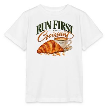 Zuerst laufen, später Croissant – Running & Coffee Club - Stanley/Stella Kinder T-Shirt MINI CREATOR  - Weiß - Vorne - Maike (125cm)
