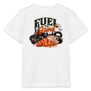 Fuel the Grind – Funktionelle Fitness & Kaffee - Stanley/Stella Kinder T-Shirt MINI CREATOR  - Weiß - Vorne - Maike (125cm)