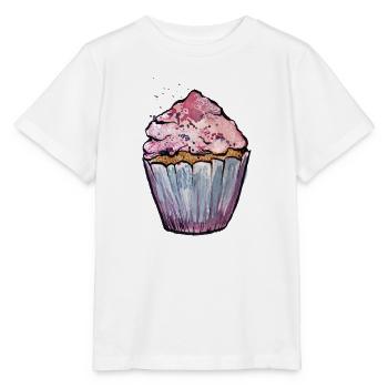 Rosa Aquarell Cupcake - Stanley/Stella Kinder T-Shirt MINI CREATOR  - Weiß - Vorne - Maike (125cm)