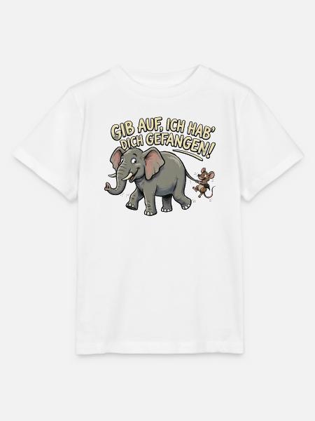 Maus fängt Elefant, lustiger Spruch - Stanley/Stella Kinder T-Shirt MINI CREATOR  - Weiß