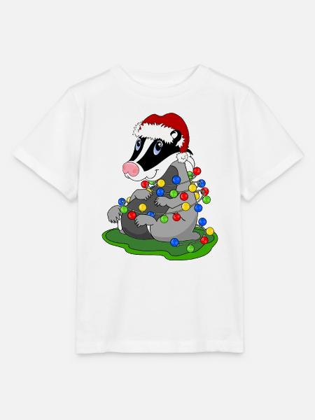 Weihnachtsdachs mit Lichterketten - Stanley/Stella Kinder T-Shirt MINI CREATOR - Weiß