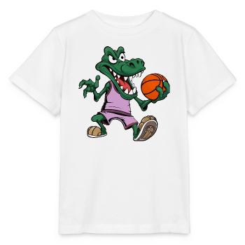 Alligator Basketball Krokodil - Stanley/Stella Kinder T-Shirt MINI CREATOR  - Weiß - Vorne - Maike (125cm)