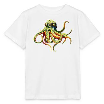 Neon-Oktopus  - Stanley/Stella Kinder T-Shirt MINI CREATOR  - Weiß - Vorne - Maike (125cm)