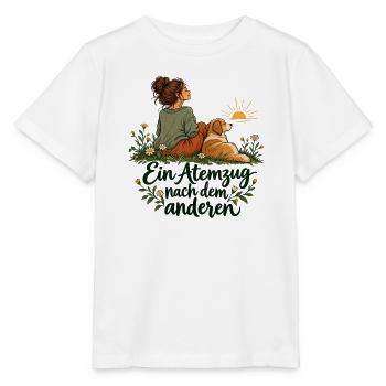Achtsamkeit mit Hund - Stanley/Stella Kinder T-Shirt MINI CREATOR  - Weiß - Vorne - Maike (125cm)