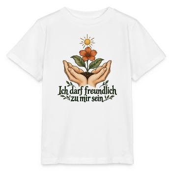 Selbstmitgefühl darf wachsen - Stanley/Stella Kinder T-Shirt MINI CREATOR  - Weiß - Vorne - Maike (125cm)