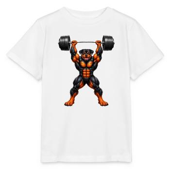 Rottweiler Gewichtheber Muskulöser Hund - Stanley/Stella Kinder T-Shirt MINI CREATOR  - Weiß - Vorne - Maike (125cm)