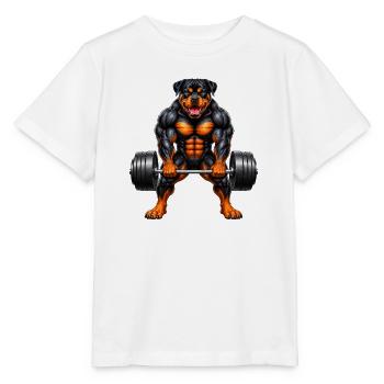 Rottweiler Hund Kraft Sport Gewichtheber - Stanley/Stella Kinder T-Shirt MINI CREATOR  - Weiß - Vorne - Maike (125cm)