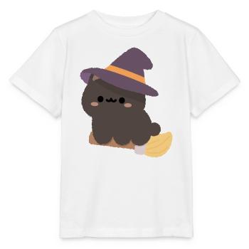 Kawaii-Hexenpudding auf einem Besen - Stanley/Stella Kinder T-Shirt MINI CREATOR  - Weiß - Vorne - Maike (125cm)