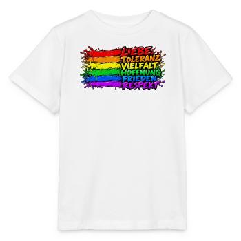 Regenbogenfrieden Liebe Vielfalt - Stanley/Stella Kinder T-Shirt MINI CREATOR  - Weiß - Vorne - Maike (125cm)