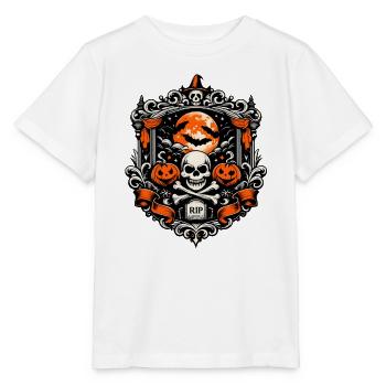 Barocker Halloween Schädel mit Mondkürbis - Stanley/Stella Kinder T-Shirt MINI CREATOR  - Weiß - Vorne - Maike (125cm)