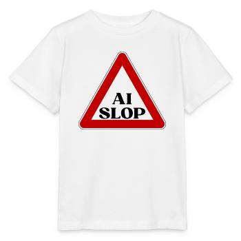 AI SLOP WARNSCHILD ACHTUNG KI MÜLL LUSTIGER SPRUCH - Stanley/Stella Kinder T-Shirt MINI CREATOR  - Weiß - Vorne - Maike (125cm)