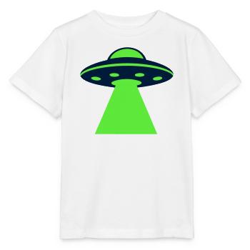Ufo Alien Raumschiff Grafik - Stanley/Stella Kinder T-Shirt MINI CREATOR  - Weiß - Vorne - Maike (125cm)